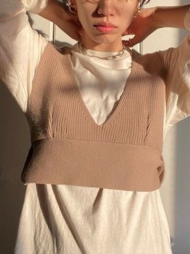 「ニットビスチェ」｜nanakimuraさん（レディース・156cm）の春コーディネート