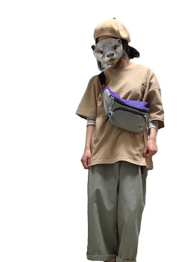 「CHUMS（チャムス）のアイテム（ボディバッグ/ウエストポーチ）」を使った、たまごさん（レディース・150cm）の夏コーディネート