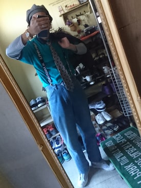 「アイテム（サスペンダー）」を使った、Akiさん（メンズ・176cm）の秋コーディネート