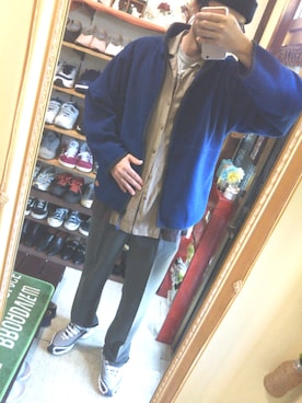 「BOBSON（ボブソン）のアイテム（スラックス）」を使った、Akiさん（メンズ・176cm）の秋コーディネート