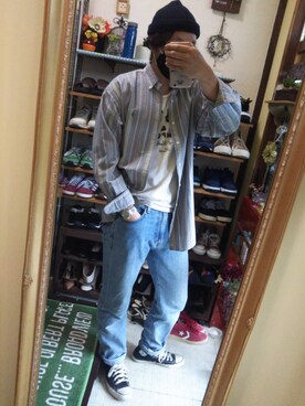 「Ralph Lauren」｜「アイテム（ニットキャップ/ビーニー）」を使った、Akiさん（メンズ・176cm）の春コーディネート