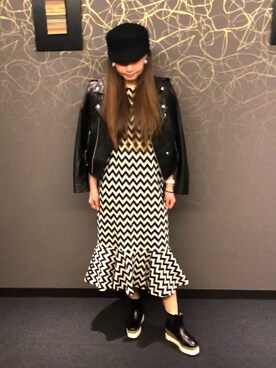 「chanel」｜「アイテム（ライダースジャケット）」を使った、SHiORiさん（レディース・157cm）の春コーディネート