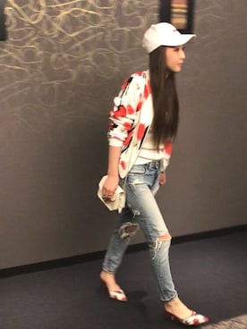 「AMERI」｜「アイテム（キャップ）」を使った、SHiORiさん（レディース・157cm）の春コーディネート