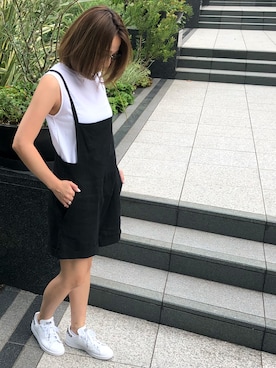 「スタンスミス」｜「アイテム（オールインワン・サロペット）」を使った、SHiORiさん（レディース・158cm）の夏コーディネート