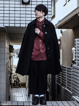 「アイテム（ステンカラーコート）」を使った、みとらさん（メンズ・173cm・10代）の冬コーディネート