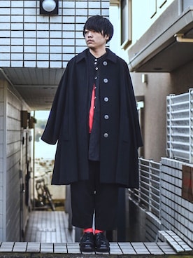 「アイテム（ステンカラーコート）」を使った、みとらさん（メンズ・173cm・10代）の冬コーディネート