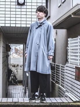 「アイテム（ステンカラーコート）」を使った、みとらさん（メンズ・173cm・10代）の秋コーディネート