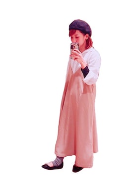 「スキッパーシャツ」｜「アイテム（ハンチング/ベレー帽）」を使った、saayanさん（レディース・153cm）の冬コーディネート