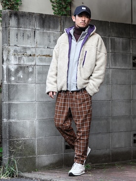 「スタッフセンバツ」｜「アイテム（ブルゾン）」を使った、飯島葵さん（メンズ・176cm）の秋コーディネート