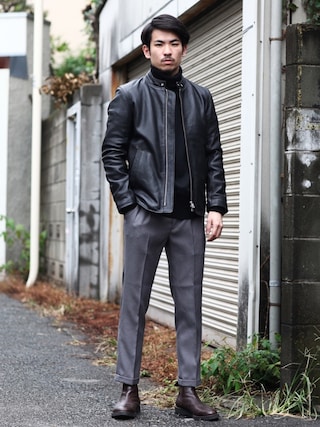 MR.OLIVE SHEEP 70’S スポーツ ブルゾン シングルライダース MR.OLIVE（ミスターオリーブ）の「HAIR SHEEP SOFT VEGE レザー