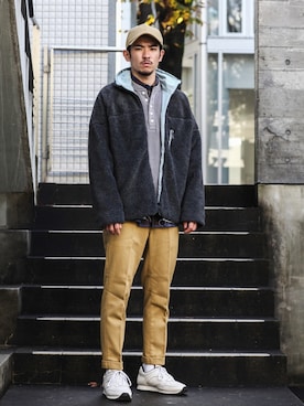 「スタッフセンバツ」｜「アイテム（ブルゾン）」を使った、飯島葵さん（メンズ・176cm）の秋コーディネート