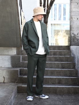 「MR.OLIVE（ミスターオリーブ）のアイテム（ハット）」を使った、飯島葵さん（メンズ・176cm）の冬コーディネート