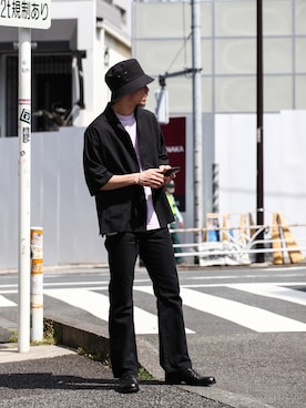 「MR.OLIVE（ミスターオリーブ）のアイテム（ハット）」を使った、飯島葵さん（メンズ・176cm）の春コーディネート