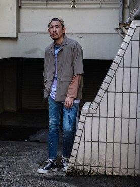 「スボーツミックス」｜「アイテム（帽子）」を使った、飯島葵さん（メンズ・176cm）の春コーディネート