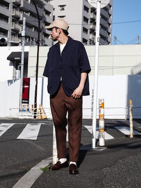 「MR.OLIVE（ミスターオリーブ）のアイテム」を使った、飯島葵さん（メンズ・176cm）の春コーディネート