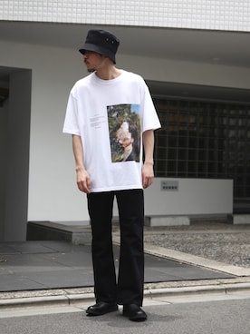 「MR.OLIVE（ミスターオリーブ）のアイテム（ハット）」を使った、飯島葵さん（メンズ・176cm）の夏コーディネート