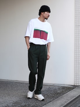 「MR.OLIVE（ミスターオリーブ）のアイテム（パンツ）」を使った、飯島葵さん（メンズ・176cm）の夏コーディネート