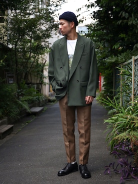 「MR.OLIVE（ミスターオリーブ）のアイテム（ジャケット/アウター）」を使った、飯島葵さん（メンズ・176cm）の秋コーディネート