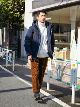 「MR.OLIVE（ミスターオリーブ）のアイテム（ダウンジャケット/コート）」を使った、飯島葵さん（メンズ・176cm）の秋コーディネート