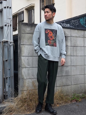 「MR.OLIVE（ミスターオリーブ）のアイテム（パンツ）」を使った、飯島葵さん（メンズ・176cm）の冬コーディネート