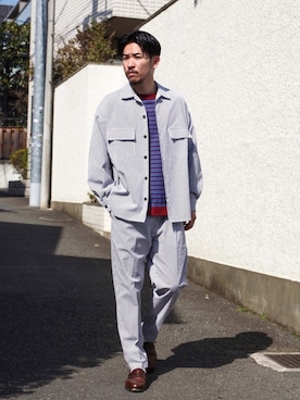 「MR.OLIVE（ミスターオリーブ）のアイテム（パンツ）」を使った、飯島葵さん（メンズ・176cm）の冬コーディネート