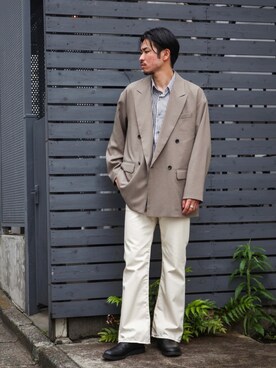 「MR.OLIVE（ミスターオリーブ）のアイテム（ジャケット/アウター）」を使った、飯島葵さん（メンズ・176cm）の春コーディネート