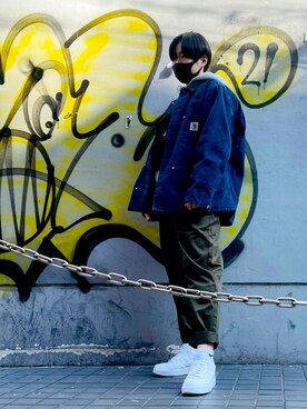 「Carhartt（カーハート）のアイテム（ブルゾン）」を使った、mamaporiさん（レディース・171cm）の冬コーディネート
