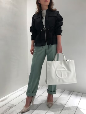「TELFAR」｜「アイテム（ブルゾン）」を使った、misakiさん（レディース・156cm）の春コーディネート