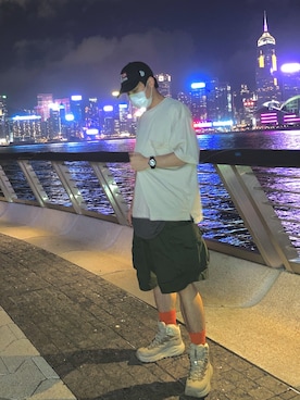 「UNIQLO（ユニクロ）の50色ソックス（消臭機能付き）（ソックス/靴下）」を使った、EvilHammさん（メンズ・176cm）の夏コーディネート