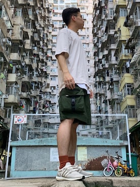 「UNIQLO（ユニクロ）の50色ソックス（消臭機能付き）（ソックス/靴下）」を使った、EvilHammさん（メンズ・176cm）の夏コーディネート