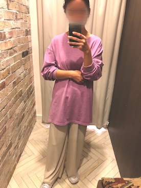 「Auntie Rosa Holiday（アンティローザホリデー）のアイテム（Tシャツ/カットソー）」を使った、ゆりえさん（レディース・162cm）の冬コーディネート