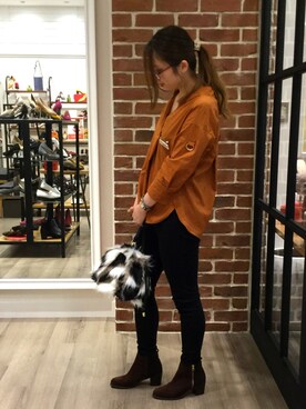 「とろみシャツ」｜「アイテム（ブーツ）」を使った、WA ORientalTRaffic くずはモール店さん（レディース・160cm）の秋コーディネート