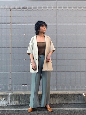 「アイテム（テーラードジャケット）」を使った、Izumi Kahoさん（レディース・162cm）の夏コーディネート