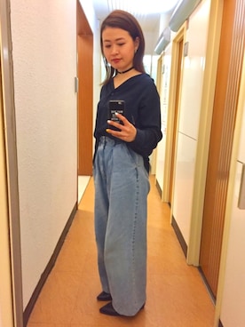「とろみシャツ」｜「アイテム（アクセサリー）」を使った、のぞみさん（レディース・150cm）の冬コーディネート