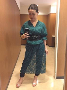 「スカラップ」｜「アイテム（ドレス）」を使った、のぞみさん（レディース・150cm）の夏コーディネート