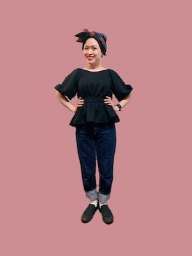 「アイテム（ヘアバンド）」を使った、のぞみさん（レディース・150cm）の夏コーディネート