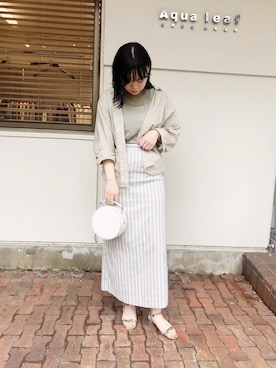 「ベージュシャツ」｜「アイテム（スカート）」を使った、ｎａｎａさん（レディース・158cm）の夏コーディネート