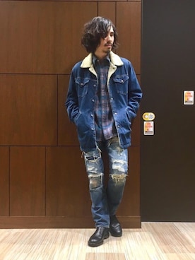 「ランチコート」｜「アイテム（デニムパンツ）」を使った、ikechanさん（メンズ・171cm）の秋コーディネート