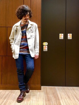 「スキニーデニム」｜「アイテム（カバーオール）」を使った、ikechanさん（メンズ・171cm）の春コーディネート