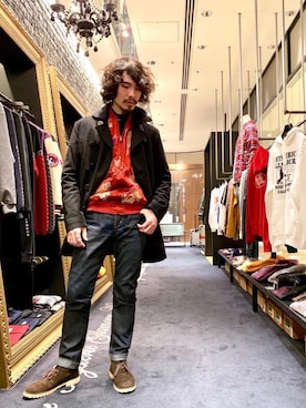 「Pコート」｜「アイテム（スカジャン）」を使った、ikechanさん（メンズ・171cm）の冬コーディネート