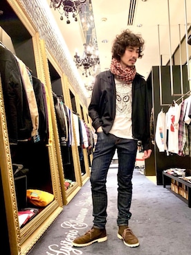 「HYSTERIC GLAMOUR（ヒステリックグラマー）のアイテム（バンダナ/スカーフ）」を使った、ikechanさん（メンズ・171cm）の冬コーディネート