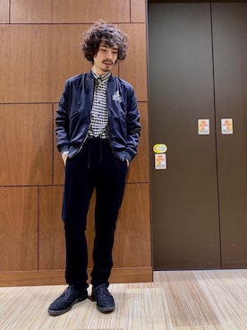 「ボタンダウンシャツ」｜「アイテム（ブルゾン）」を使った、ikechanさん（メンズ・171cm）の冬コーディネート