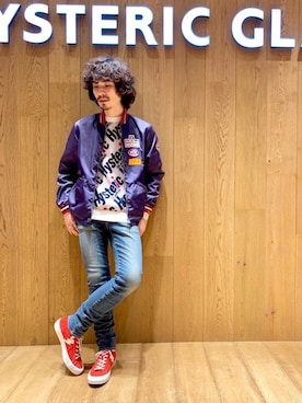 「レーシングジャケット」｜「アイテム（デニムパンツ）」を使った、ikechanさん（メンズ・171cm）の春コーディネート