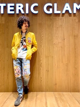 「レーシングジャケット」｜「アイテム（デニムパンツ）」を使った、ikechanさん（メンズ・171cm）の春コーディネート