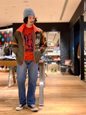 「ネオンカラー」｜「アイテム（ブルゾン）」を使った、ikechanさん（メンズ・171cm）の秋コーディネート