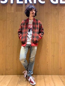 「HYSTERIC GLAMOUR（ヒステリックグラマー）のアイテム（その他シューズ）」を使った、ikechanさん（メンズ・171cm）の冬コーディネート