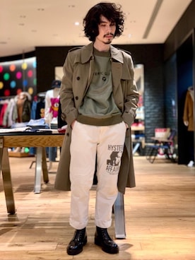 「ミリタリーコーデ」｜「アイテム（トレンチコート）」を使った、ikechanさん（メンズ・171cm）の冬コーディネート