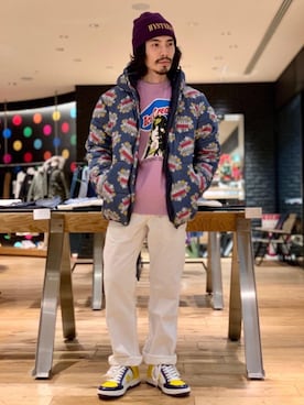 「ニットキャップ」｜「アイテム（ライダースジャケット）」を使った、ikechanさん（メンズ・171cm）の冬コーディネート