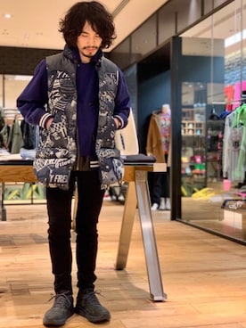 「ロックコーデ」｜「アイテム（ライダースジャケット）」を使った、ikechanさん（メンズ・171cm）の冬コーディネート