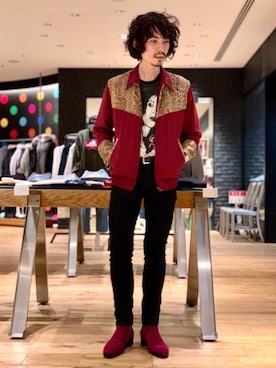 「ロックコーデ」｜「アイテム（その他アウター）」を使った、ikechanさん（メンズ・171cm）の冬コーディネート